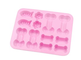 Molde silicona 12 figuras huellitas y pescado